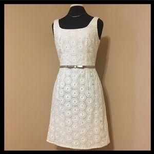 Adrianna Papell White Eyelet Sleeveless Dress